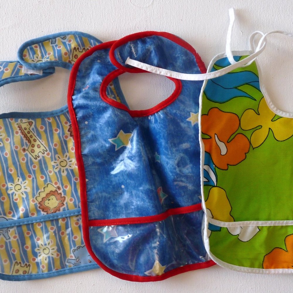 3 baby bibs Hawaiian flower power lot